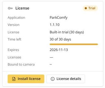 License card on the Status page