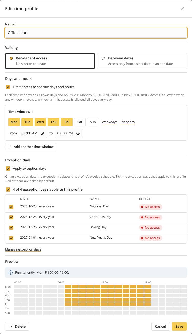 Time profile editor